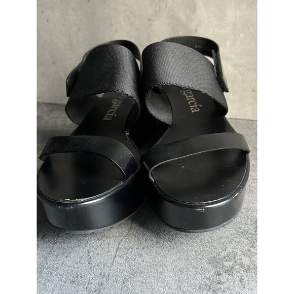 PEDRO GARCIA Black Pebbled Leather Ankle Strappy Sandals Heel EUR 38 US 7.5 - Picture 3 of 9